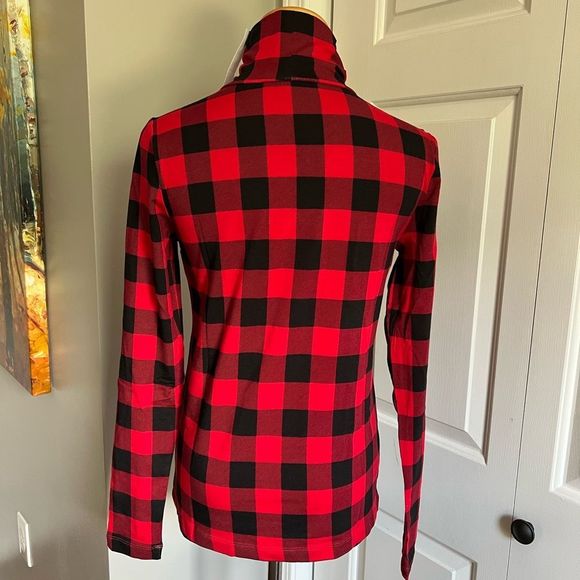 Red & Black Buffalo Plaid Turtleneck Top - Picture 3 of 6
